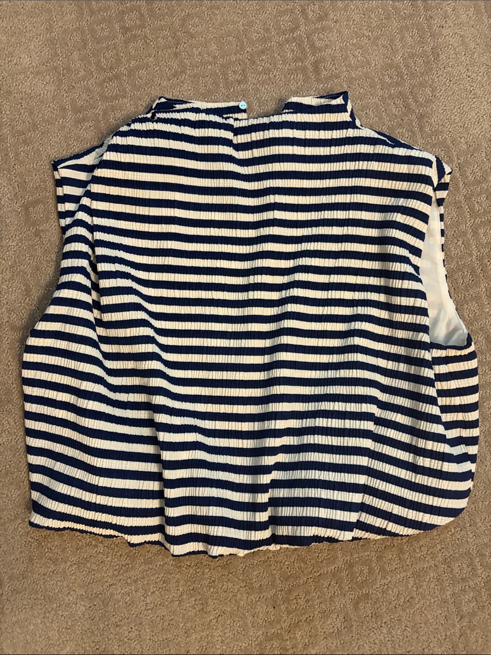 Mock neck bubble top Navy and White